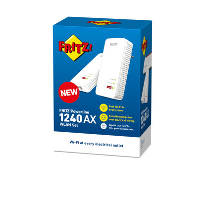 AVM FRITZ!Powerline 1240 AX WLAN Set – Powerline & Wi-Fi 6, Mesh, 1.200 MBit/s