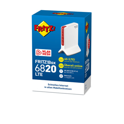 FRITZ!Box 6820 LTE Router – 4G/3G, WLAN N bis 450 MBit/s, 1x Gigabit-LAN